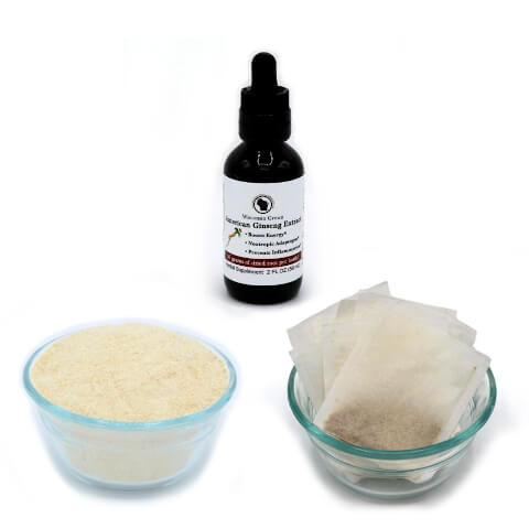 Wisconsin Grown American Ginseng Root Tea, Powder & Extract - Starter Bundle